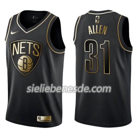 Herren NBA Brooklyn Nets Trikot Jarrett Allen 31 Nike Schwarz Golden Edition Swingman
